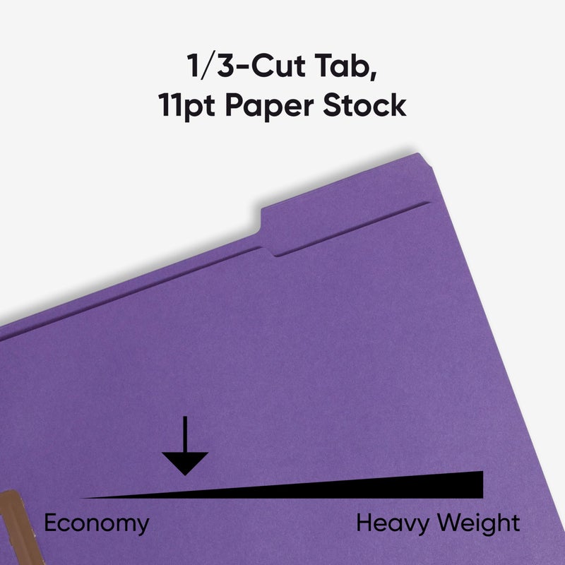 Smead Fastener File Folders, 50 Count, Purple, Reinforced 1/3-Cut Tabs, 2 Fasteners, Letter Size (13040) - Image 5